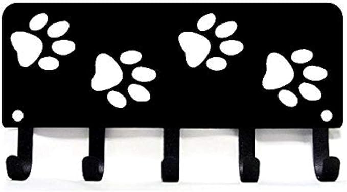Walking Dog Paws Key Rack Hanger & Organizer - Small 6 inch Wide - Made in USA - Gifts for Dog Lovers