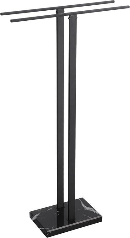 KES Black Towel Racks for Bathroom Freestanding, 37" Equal-Height Standing Towel Rack with Heavy Marble Base, Fits Large Bath Towel, 18/8 Stainless Steel, BTH229-BBK