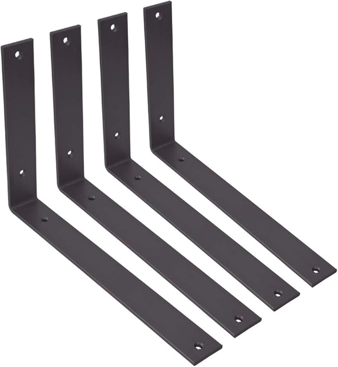 WINKER Shelf Bracket 12 Inch 12 Inchx8 Inchx1.5 Inch Heavy Duty Black Brackets for Shelves Corner L Bracket for Wall Shelves Metal Iron Shelf Brackets