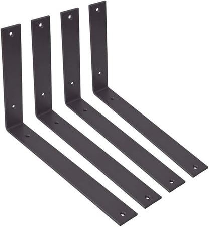 WINKER Shelf Bracket 12 Inch 12 Inchx8 Inchx1.5 Inch Heavy Duty Black Brackets for Shelves Corner L Bracket for Wall Shelves Metal Iron Shelf Brackets