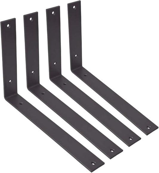WINKER Shelf Bracket 12 Inch 12 Inchx8 Inchx1.5 Inch Heavy Duty Black Brackets for Shelves Corner L Bracket for Wall Shelves Metal Iron Shelf Brackets