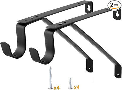 Yarssihha 2 Pack Adjustable Closet Rod Bracket, Wall Mounted Closet Shelf Bracket, Black Closet Rod Support Bracket with Screws