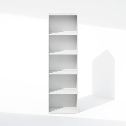 Furinno Reed Closet Organizers and Storage, 5-Tier Closet Organizer, Open Shelf Closet Storage, for Wardrobe, Bedroom, Living Room, White