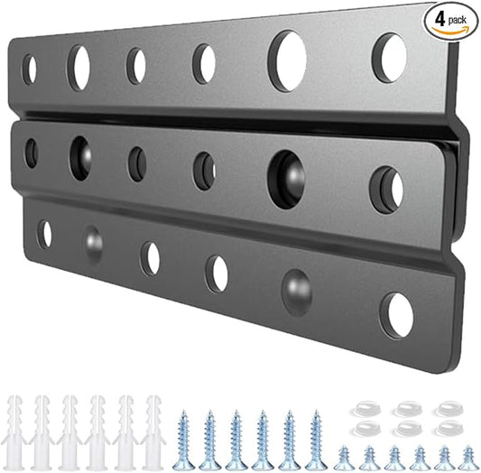 French Cleat Picture Hanger- Non Loosen Interlocking Wall Mounting Bracket- Z-Style Picture Hanger Bracket Kit for Frames, Mirrors, Shelves, Art, Whiteboards, Frames (4, 4")