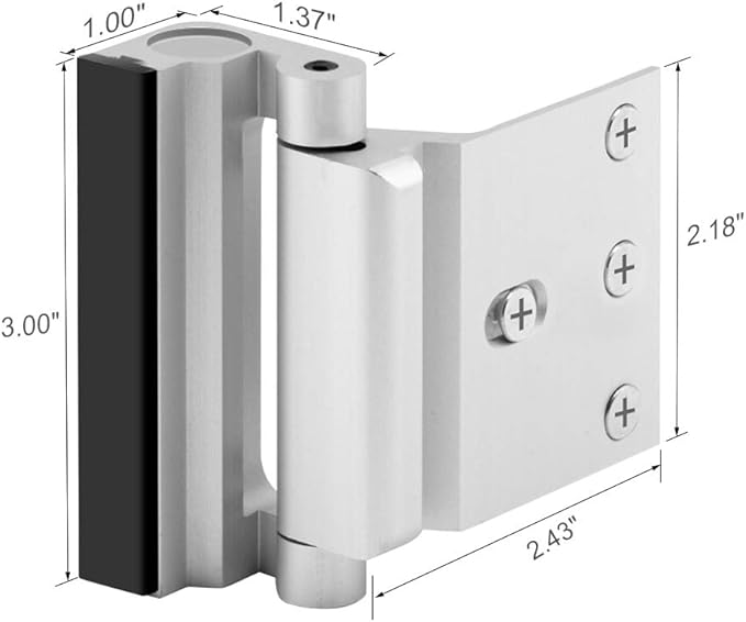 Home Security Door Reinforcement Lock - Safety Child Proof Door Locks with 8 Screws for Inward Swinging Front Doors, Extra Add a Top Lock Inside Withstands 800 lbs Deadbolt Latch, Guard Bedroom Patio