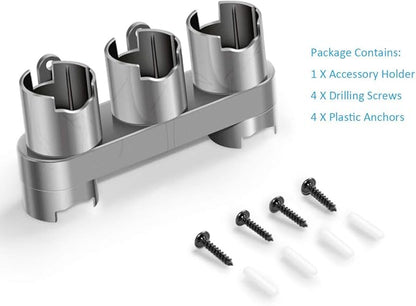 Charlux Accessory Holder Compatible with Dyson V7 V8 V10 V11 V15 Gen5 Vacuum Cleaner Attachment Holder Docking Station Wall Mount, Grey, 1 Pack