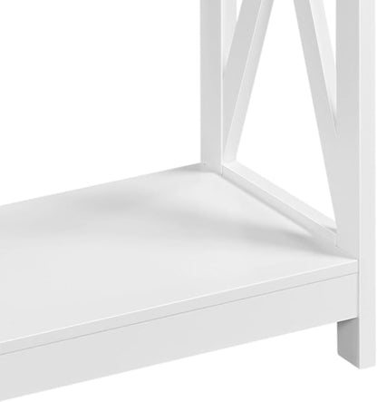 Yaheetech Console Table with Power Outlets, 40 Inches Entryway Table with Charging Station, Wood Sofa Table with Storage Shelves, Side Table, for Hallway, Bedroom, Living Room, Foyer, White