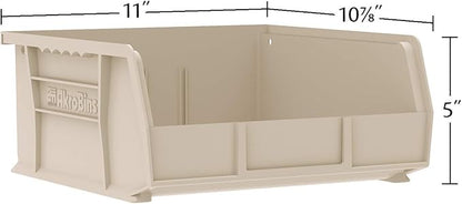 Akro-Mils 30235 AkroBins Plastic Storage Bins, Space-Saving Stackable Bins for Garage, Pantry, Craft Organization, 11" x 11" x 5", Green, 6-Pack