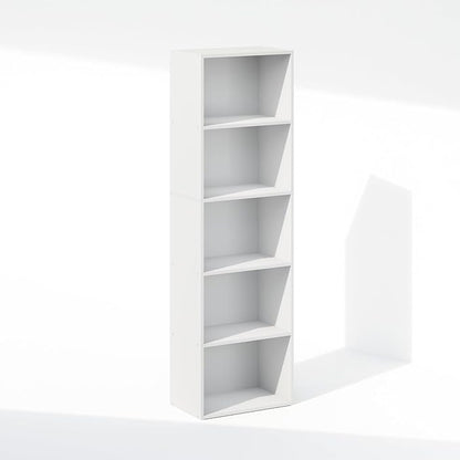 Furinno Reed Closet Organizers and Storage, 5-Tier Closet Organizer, Open Shelf Closet Storage, for Wardrobe, Bedroom, Living Room, White