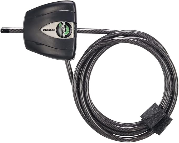 Master Lock Black Python Bike Lock with Key, Adjustable Metal Cable Lock has a Weather Resistant Vinyl Coating for Outdoor Equipment, Bicycles, 6 Feet Long, 8417D