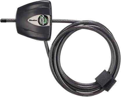 Master Lock Black Python Bike Lock with Key, Adjustable Metal Cable Lock has a Weather Resistant Vinyl Coating for Outdoor Equipment, Bicycles, 6 Feet Long, 8417D