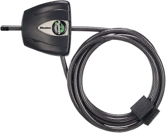 Master Lock Black Python Bike Lock with Key, Adjustable Metal Cable Lock has a Weather Resistant Vinyl Coating for Outdoor Equipment, Bicycles, 6 Feet Long, 8417D
