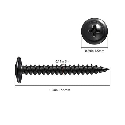 Wensilon（400 pcs）#4×1" Phillips Truss Head Wood Screws Black Galvanizing Quick Metal Self Tapping.