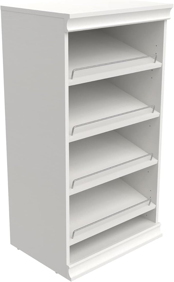 ClosetMaid Modular Storage Shelf Unit with Angled Shoe Shelves, White