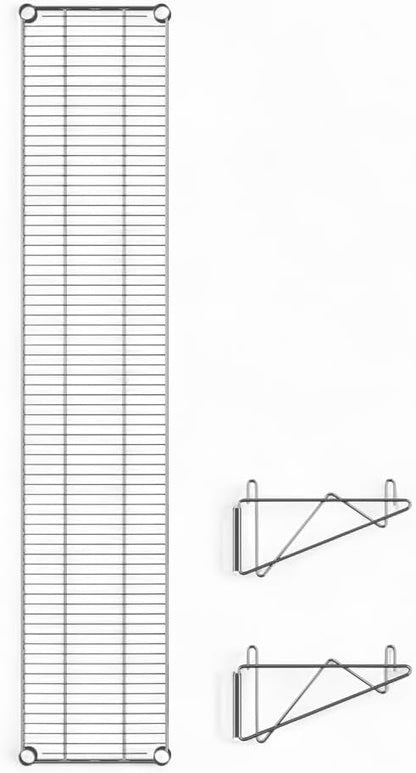 14" x 60" Chrome Wall-Mounted Wire Shelf with Epoxy Coating, Heavy-Duty Steel Storage Rack, NSF Certified, Easy Installation, Open Wire Design for Kitchen, Garage, or Utility Storage