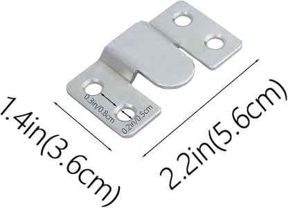 4 Pairs Stainless Steel Flush Mount Bracket Interlocking Headboard Hardware for Picture Hangers,Interlocking Heavy Duty Photo Frame Hook,Interlock Bracket Furniture Connector (Silver)