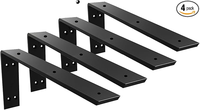 Countertop Support Bracket 20 inch 4 Pack Heavy Duty 3/8" Thick Black Granite Countertop Bracket 20"x8"x2.5" Shelf L Bracket Mantel Corbels for Quartz/Granite/Wood/Concret/Laminate Countertops