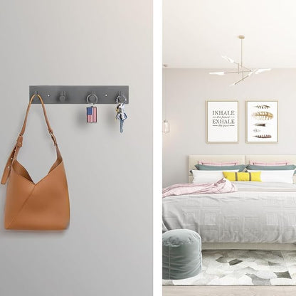 Key Hooks for Wall, Self Adhesive Key Holder for Wall with 2 Self-Adhesive Tapes, No Damage Key Holder Rack for Wall with 4 Key Hooks for Entryway, Door, Bathroom, Kitchen