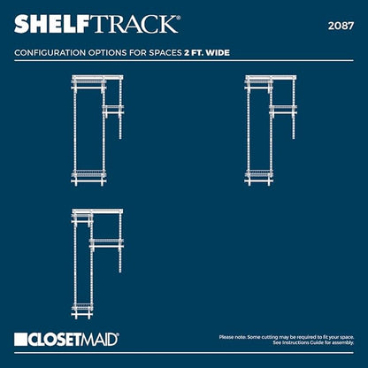 ClosetMaid ShelfTrack Wire Closet Organizer System, Adjustable from 2 to 4 Ft., With Shelves, Clothes Rods, Hardware, Durable Steel, White