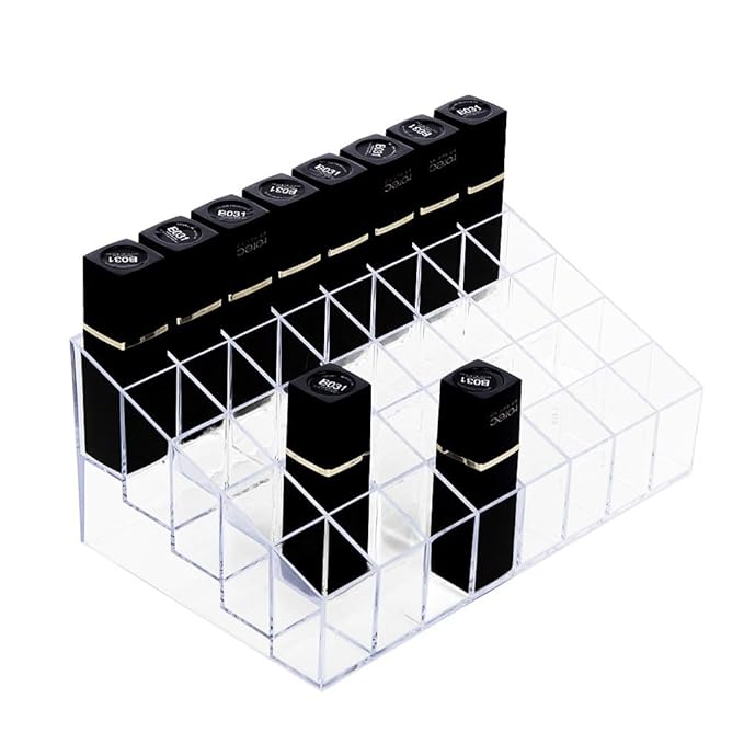 HBlife 2Pack Lipstick Holder, 40 Spaces Clear Acrylic Lipstick Organizer Display Stand for Cosmetic Makeup Organizer