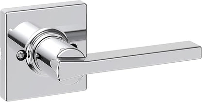 Kwikset Casey Dummy Door Handle, Single Sided Lever for Closets, French Double Doors, and Pantry, Polished Chrome Non-Turning Reversible Interior Push/Pull Lever