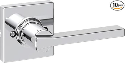 Kwikset Casey Dummy Door Handle, Single Sided Lever for Closets, French Double Doors, and Pantry, Polished Chrome Non-Turning Reversible Interior Push/Pull Lever (Pack of 10)