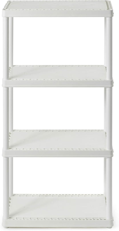 Gracious Living 4 Shelf Fixed Height Solid Light Duty Storage Unit 12 x 24 x 48 for Home, Garage, Basement, & Laundry, White (2 Pack)