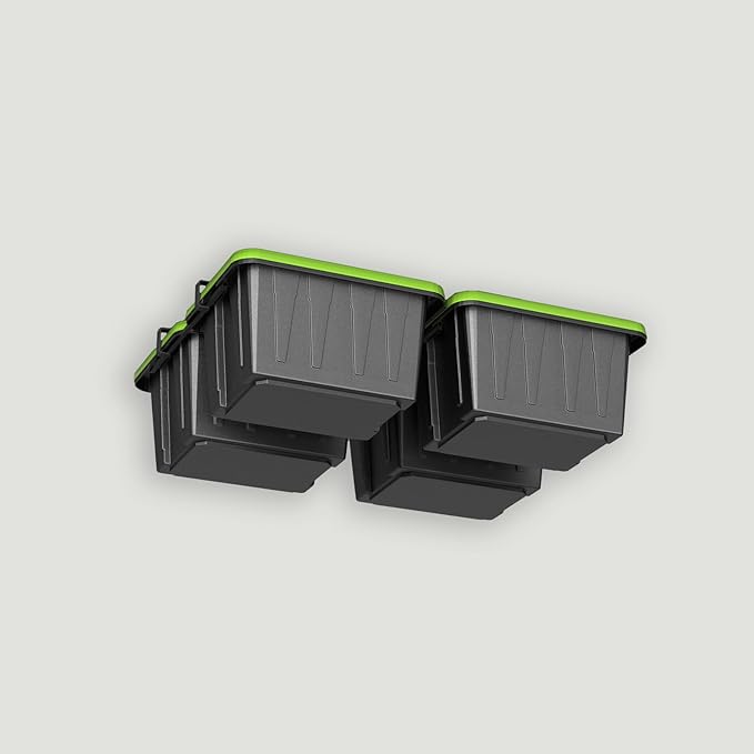 StoreYourBoard Overhead Tote Loft Bin Rail System - Garage Ceiling Bin Rack for Garage Storage - Adjustable Tote Slide Rails - Organization and Storage for 4 Bins - Black