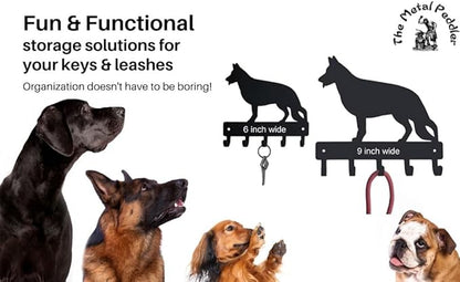 Greyhound - Key Holder & Dog Leash Hanger for Wall - Large 9 inch Wide with 5 Hooks - Made in USA