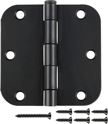 JIW 108 Pack Black Door Hinges for Doors 3.5 x 3.5 Inch Interior Matte Black Hinges for Doors 3 1/2 Inch Door Hinge 5/8 Inch Radius Corners Standard Residential