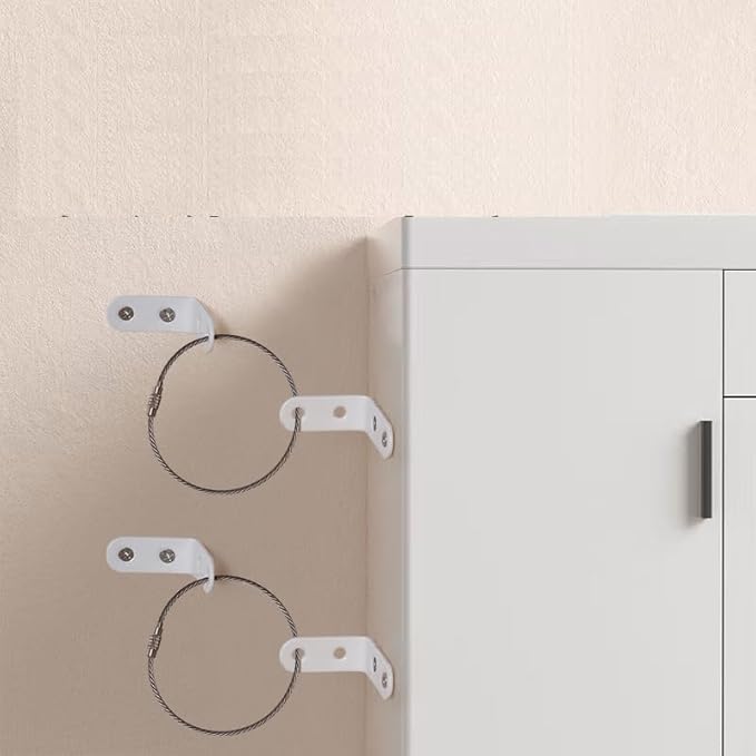 Furniture Anchors Small Aesthetic Earthquake Straps for Furniture Dresser Wall Anti-Tip Furniture Safety Anchor to Childproof and Babyproof Your Home Holds Up to 500 Pound (White, 2 in)
