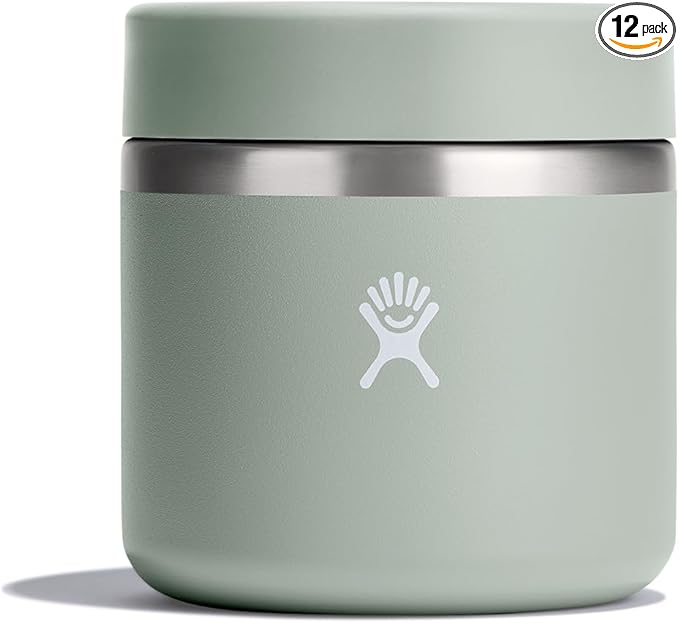 Hydro Flask Food Jar – Insulated Stainless Steel,Snack Travel Container for Hot Food,Lunch,& Soup 20 Oz Agave Green,(Pack of 12)