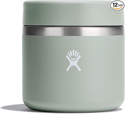 Hydro Flask Food Jar – Insulated Stainless Steel,Snack Travel Container for Hot Food,Lunch,& Soup 20 Oz Agave Green,(Pack of 12)
