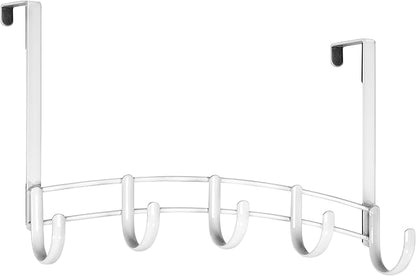LYNK Professional® Home™ Over The Door Hooks - 5 Hook Over The Door Hanger - Over Door Coat Rack - Hanging Towels or Clothes - Bathroom, Bedroom or Laundry Room - Lifetime Ltd. Warranty – White
