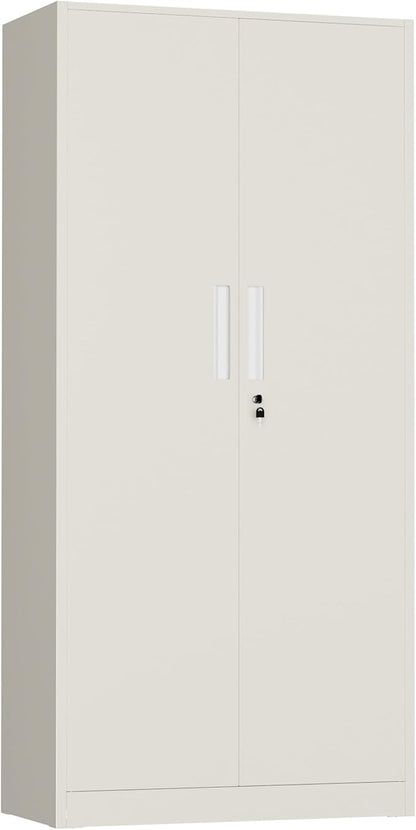 INTERGREAT Metal Storage Cabinet, 72" H Lockable Steel Cabinets with Locking Doors, Storage Locker with Adjustable Shelves for Office, Home, Garage, Gym, School (Warm Grey)