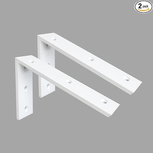 Heavy Duty Countertop Support Bracket 2 Pack - 10"x6"x2.5" White Granite/Quartz/Concrete/Laminate Shelf L Bracket
