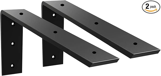 Countertop Support Bracket 2 Pack - 14 Inch Heavy Duty 3/8" Thick Black Granite Shelf L Bracket 14"x6"x2.5" Mantel Corbels for Quartz/Wood/Concrete/Laminate