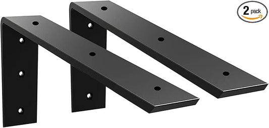 Countertop Support Bracket 2 Pack - 14 Inch Heavy Duty 3/8" Thick Black Granite Shelf L Bracket 14"x6"x2.5" Mantel Corbels for Quartz/Wood/Concrete/Laminate