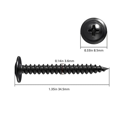 Wensilon（300 pcs）#6×1-1/4" Phillips Truss Head Wood Screws Black Galvanizing Quick Metal Self Tapping.