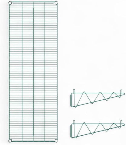 18" x 60" Green Wall-Mounted Wire Shelf with Epoxy Coating, Heavy-Duty Steel Storage Rack, NSF Certified, Easy Installation, Open Wire Design for Kitchen, Garage, or Utility Storage