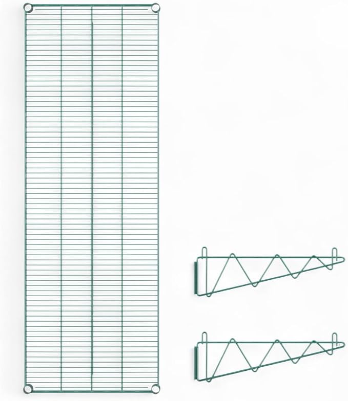 24" x 60" Green Wall-Mounted Wire Shelf with Epoxy Coating, Heavy-Duty Steel Storage Rack, NSF Certified, Easy Installation, Open Wire Design for Kitchen, Garage, or Utility Storage