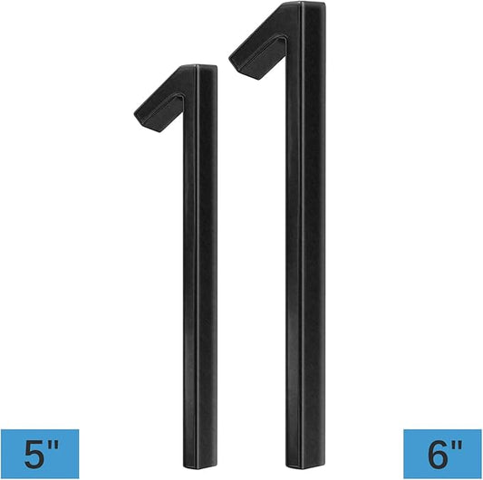 6" Stainless Steel Floating House Number 1, Metal Modern House Numbers, Mailbox Decor Number with Nail Kit, Coated Black, 911 Visibility Signage (Large 1)