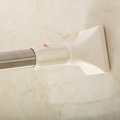 BAOYOUNI Adjustable Shower Curtain Tension Rod Square Head Decorative Straight Expandable Shower Curtain Rail Pole Bar Clothes Hanger, Ivory, 45-66.9 Inches Inches
