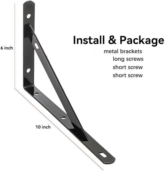 10 Inch Shelf Brackets, Set of 20, Steel (Black, 10 inch 20 Pack)