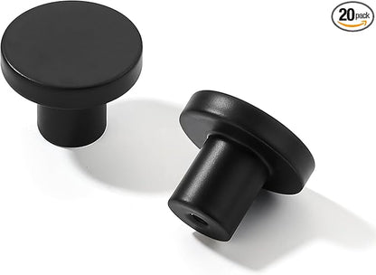 khtumeware 20 Pack Cabinet Knobs Black Kitchen Cabinet Knobs Round Dresser Drawer Knobs Matte Black Drawer Pulls Closet Door Knobs 1-1/2 Inch