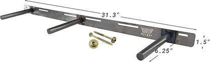 Floating Shelf Bracket 2 Pack - 32” Hidden Shelf Brackets, 150 LB Weight Capacity, Supports Wall Mounted Floating Shelves of Any Length, 3/4 Inch Industrial Solid Steel Support Rods Walnut Wood Works