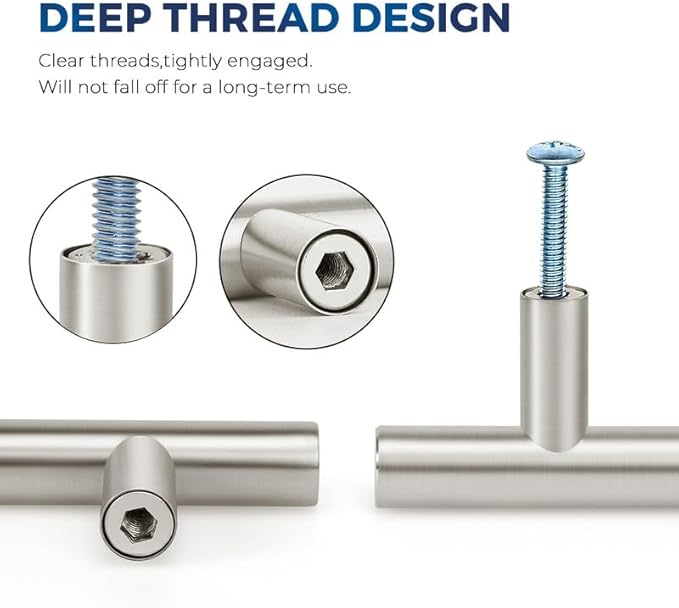 JOY DECOR 3 Pack Cabinet Knobs, Brushed Nickel Cabinet Handles, 2in Kitchen Cabient Knobs, Single Hole Drawer Knobs for Dresser Drawers