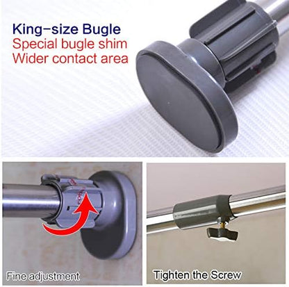 BAOYOUNI Adjustable Shower Window Curtain Tension Rod Oval Head Decorative Straight Closet Wardrobe Rail Pole Bar Clothes Hanger for Bathroom Kitchen Balcony, Grey, 43.11-64.17 Inches