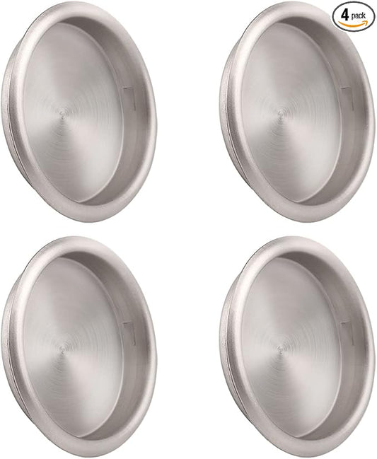 HOMOTEK 4 Pack Closet Door Finger Pull 2-1/16”, Easy Snap in Installation, Satin Nickel Finish,Fits a 5/16”Depth x 2-1/16" Diameter Opening Hole