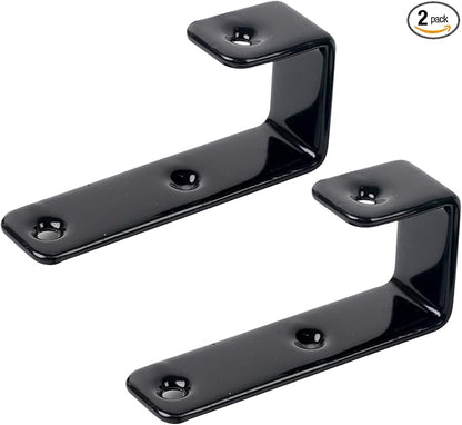 2 Pack Bunk Bed Ladder Hook, Inside 1" Kids Bed Replacement Hardware, Black PVC Metal Loft Bed Ladders Hooks, Camper/Rv Bunk Ladder Brackets with 2 Size Screws (2Pack, Black)